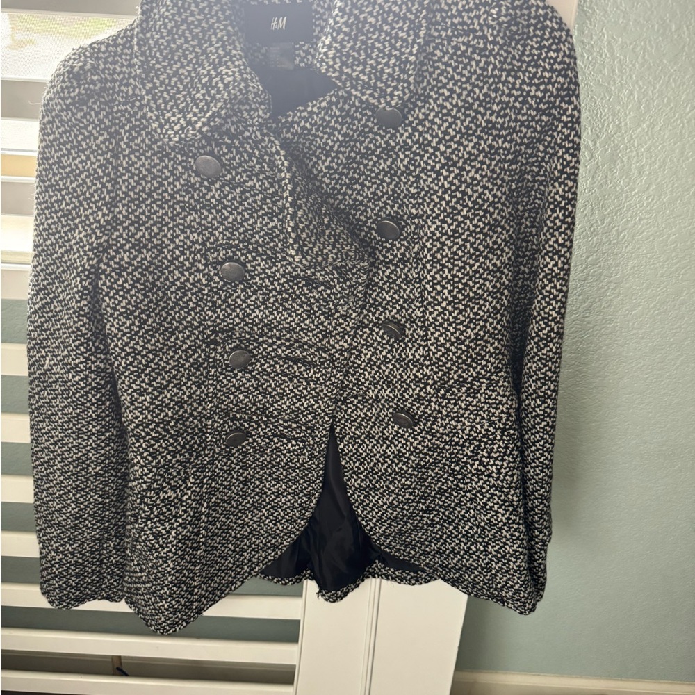 H&M Women's Classic Black and White Pea Coat